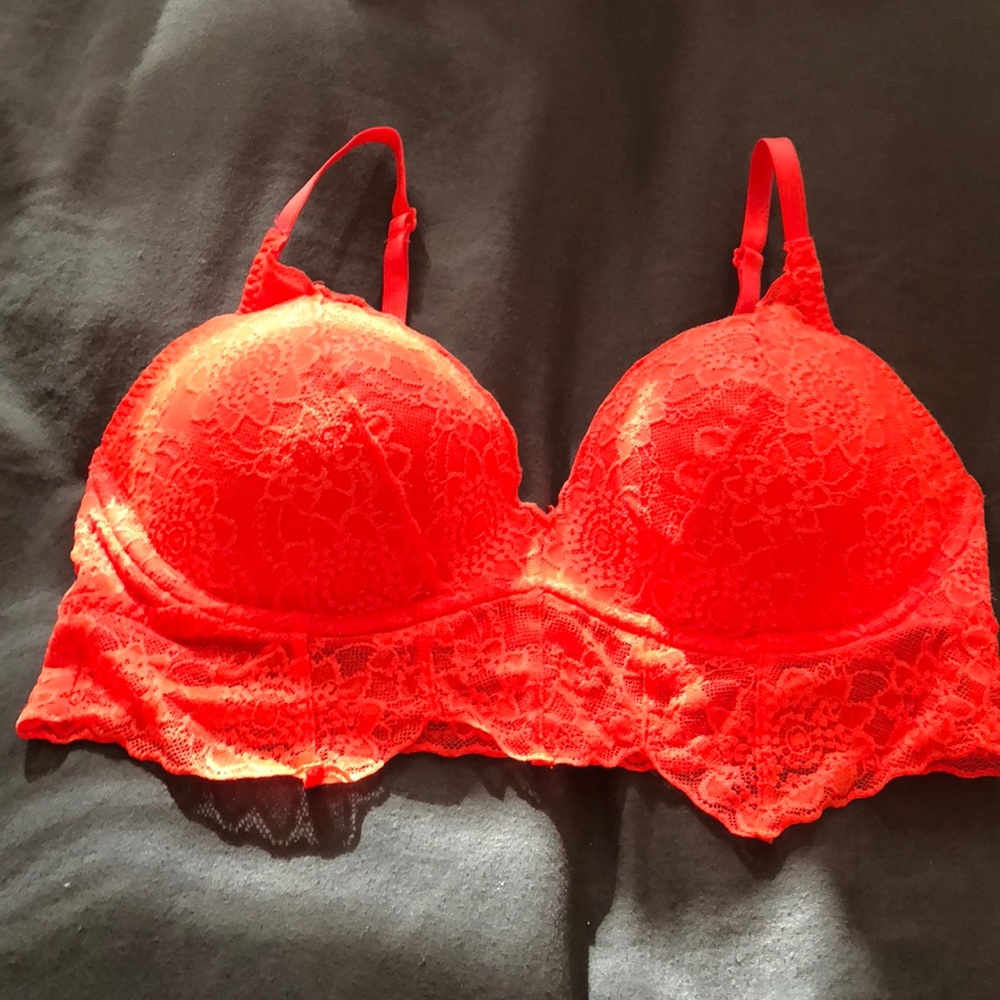 VS PINK BRIGHT ORANGE LACE BRA BRAND NEW WOT !